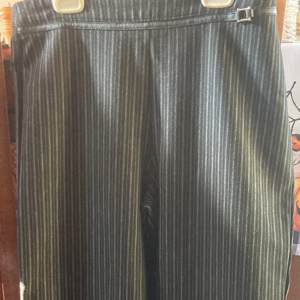 Black and gray striped women’s work pants